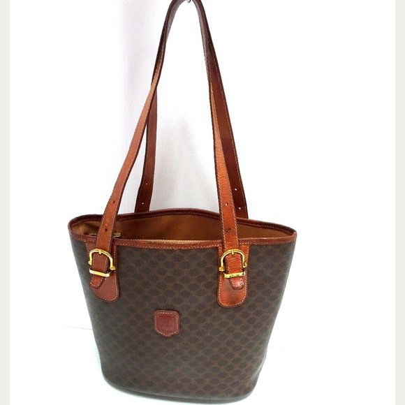 Celine Handbags - CELINE Macadam Bucket Satchel Shoulder Handbag